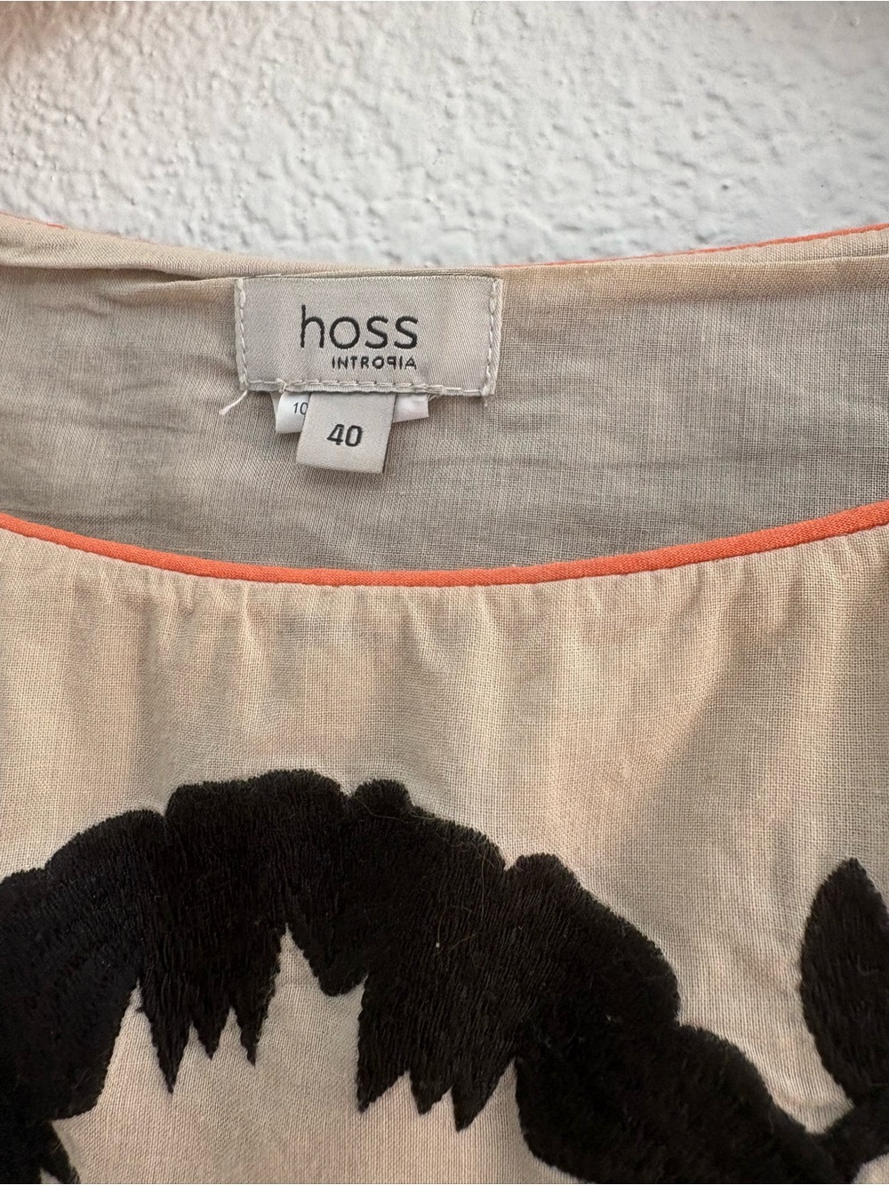 Beige Embroidered Tunic Dress with Black Floral Accents - Picture 2 of 4